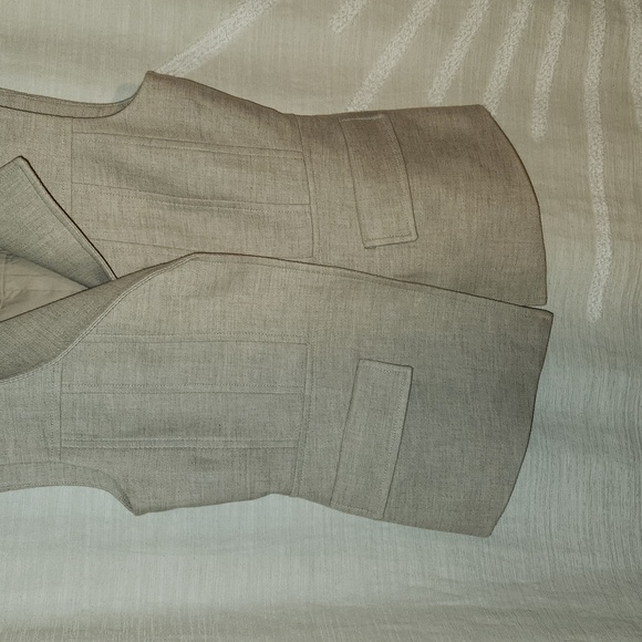 BCBG Max Azria - Khaki Woven Cotton Zip-Up Vest Sz XXS - Picture 3 of 10